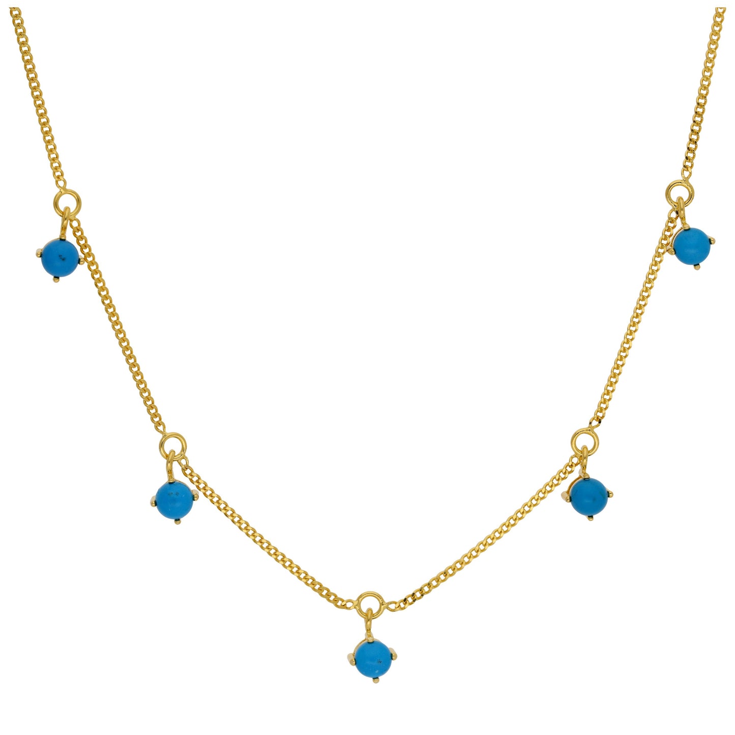 Collier décembre en argent sterling plaqué or avec plusieurs zircones cubiques turquoise
