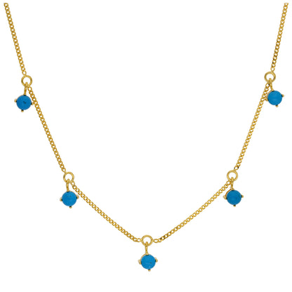 Collier décembre en argent sterling plaqué or avec plusieurs zircones cubiques turquoise