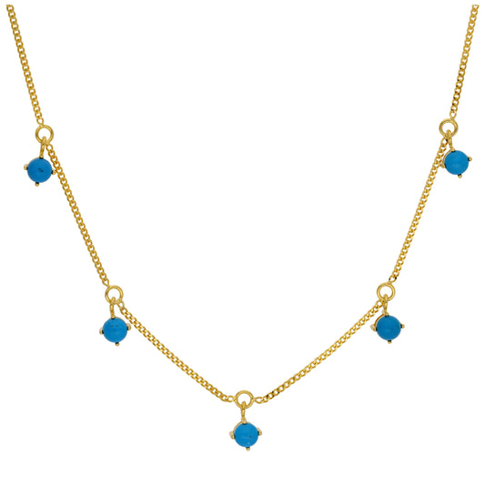 Collier décembre en argent sterling plaqué or avec plusieurs zircones cubiques turquoise