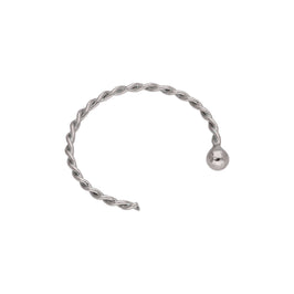 Anneau de nez ouvert torsadé en or blanc 9 carats, calibre 22, 8 mm