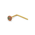 Piercing de nez en forme de L, or 9 carats, pierre opale rose, calibre 22