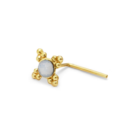 Clou de nez en forme de L en or 9 carats avec zircones cubiques Aurora Borealis, calibre 24