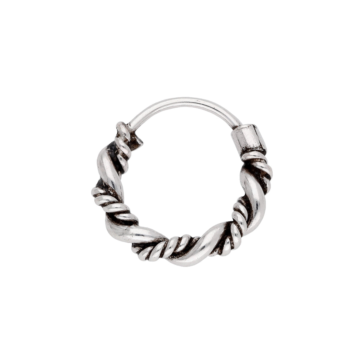 Anneau de nez torsadé à charnière en argent sterling oxydé calibre 22, 11 mm