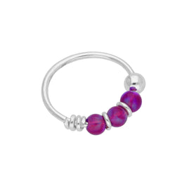 Anneau de nez en argent sterling avec triple perle d'opale violette de 10 mm, calibre 24