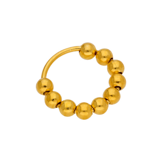 Anneau de nez en argent sterling plaqué or avec plusieurs perles de calibre 22 de 10 mm