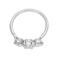 Anneau de nez triple en argent sterling avec zircones cubiques de 2 mm et 7 mm, calibre 22