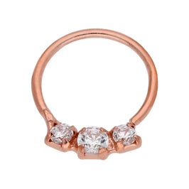 Anneau de nez en argent sterling plaqué or rose avec zircones cubiques de 2 mm et 7 mm, calibre 22
