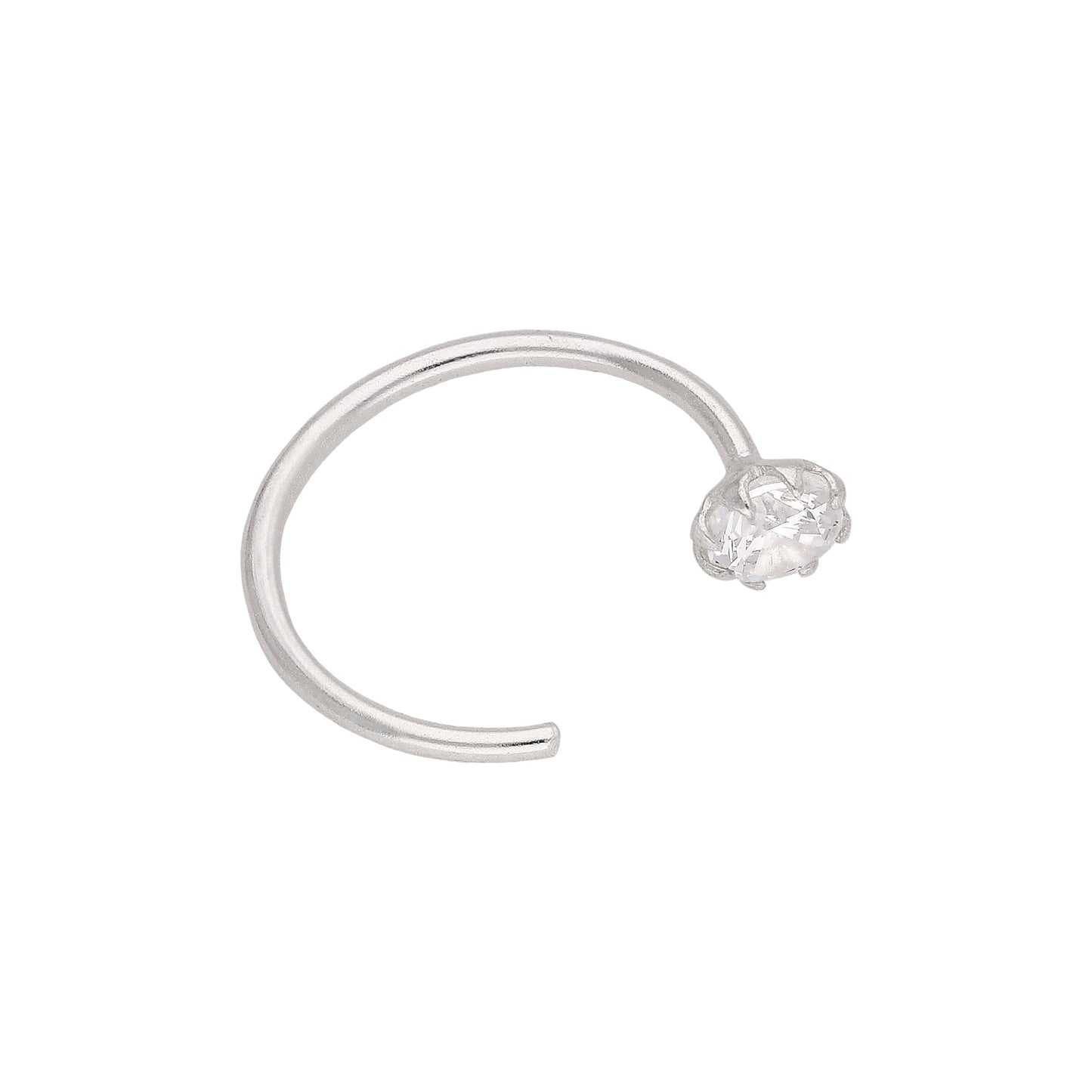 Anneau de nez ouvert en argent sterling avec zircones cubiques, calibre 22