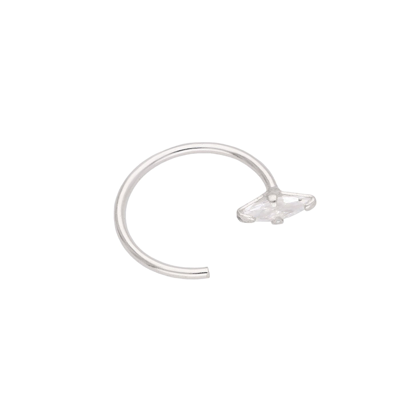 Anneau de nez ouvert en argent sterling avec zircones cubiques taille marquise, calibre 22