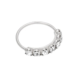 Anneau de nez en argent sterling avec 7 zircones cubiques pavées de 10 mm, calibre 22
