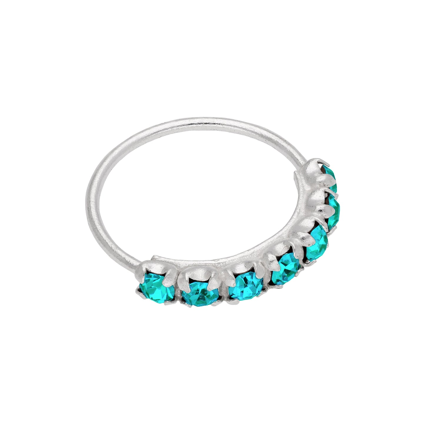 Anneau de nez en argent sterling avec tanzanite et 7 zircones cubiques pavées, 10 mm, calibre 22