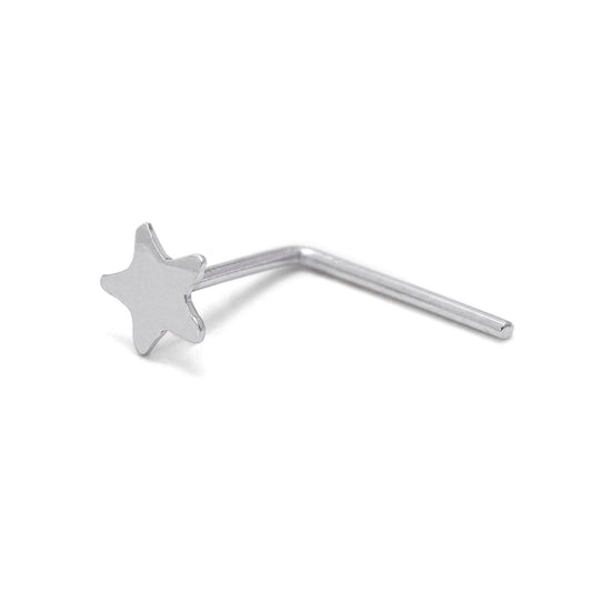 Clou de nez en forme d'étoile en or blanc 9 carats, calibre 22