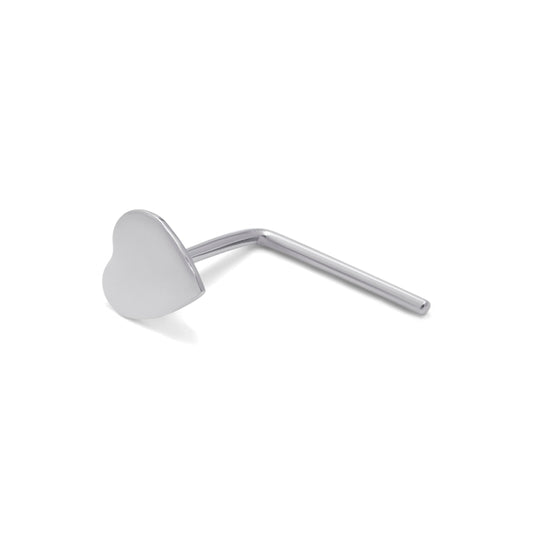 Piercing de nez en forme de L en or blanc 9 carats, calibre 22