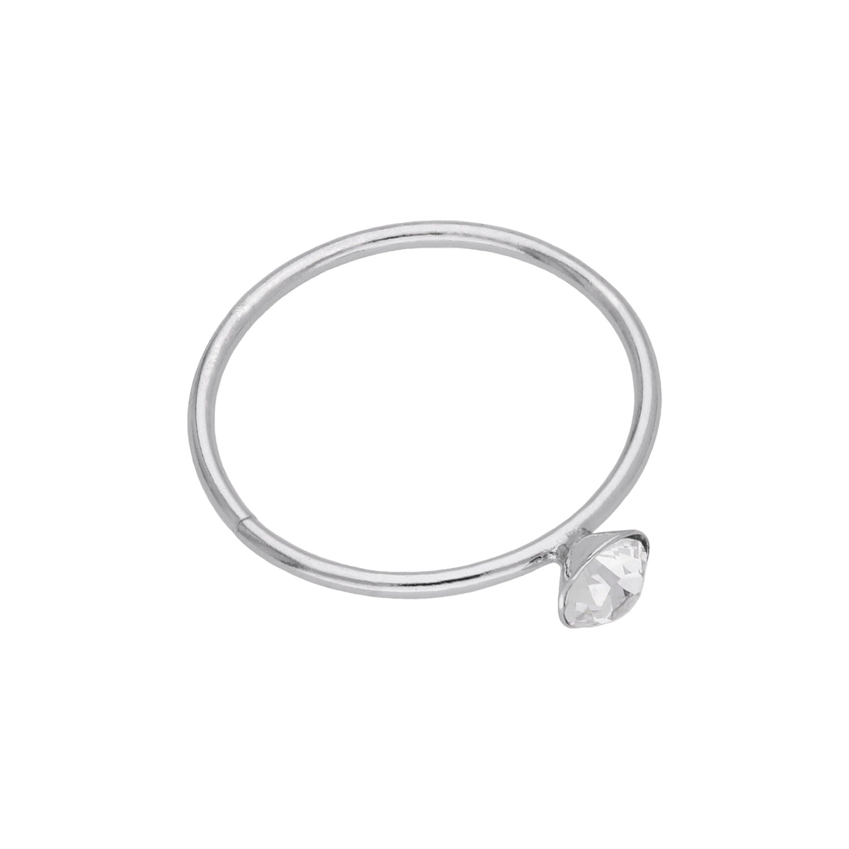 Anneau de nez ouvert en or blanc 9 carats avec zircones cubiques transparents, calibre 22, 10 mm