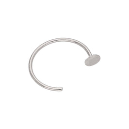 Anneau de nez ouvert en or blanc 9 carats, disque plat, calibre 22, 9 mm