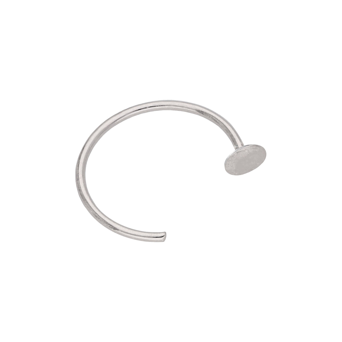 Anneau de nez ouvert en or blanc 9 carats, disque plat, calibre 22, 9 mm