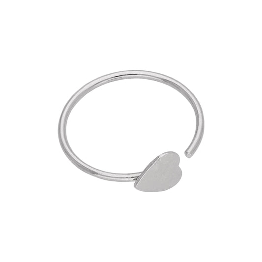 Anneau de nez ouvert en or blanc 9 carats de 3 mm, en forme de cœur, calibre 22