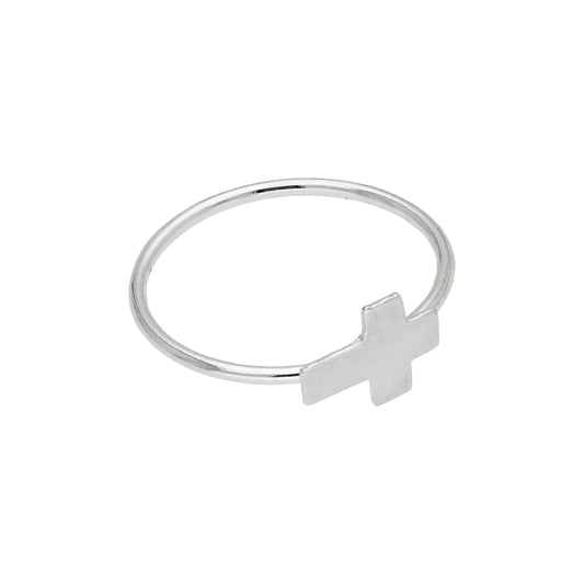 Anneau de nez ouvert en or blanc 14 carats avec croix, calibre 22