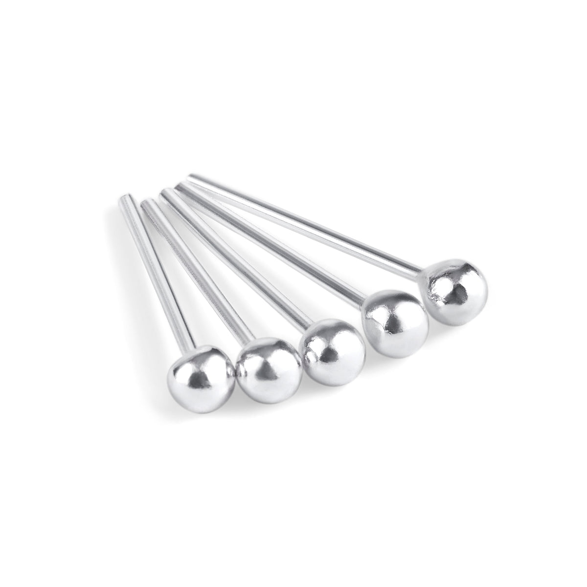 5 x clous de nez en argent sterling de 2 mm avec embout droit, calibre 22
