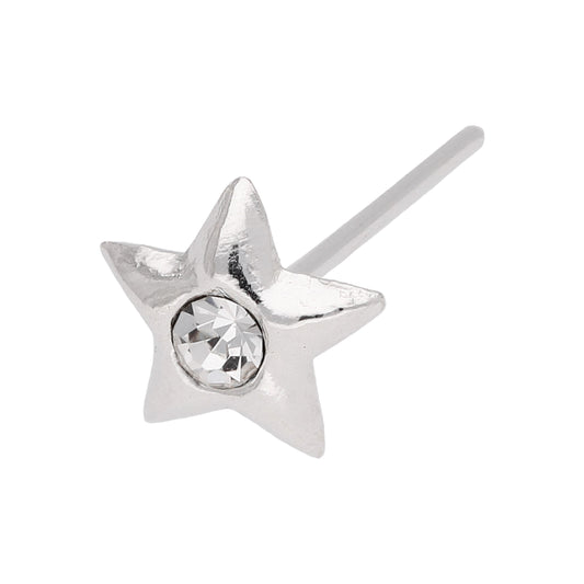 Clou de nez en argent sterling avec étoile en zircone cubique, calibre 22, extrémité droite