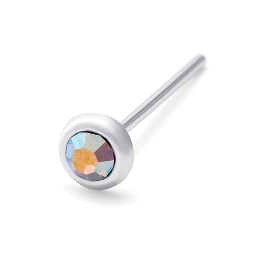 Piercing de nez en argent sterling avec zircone cubique et extrémité droite