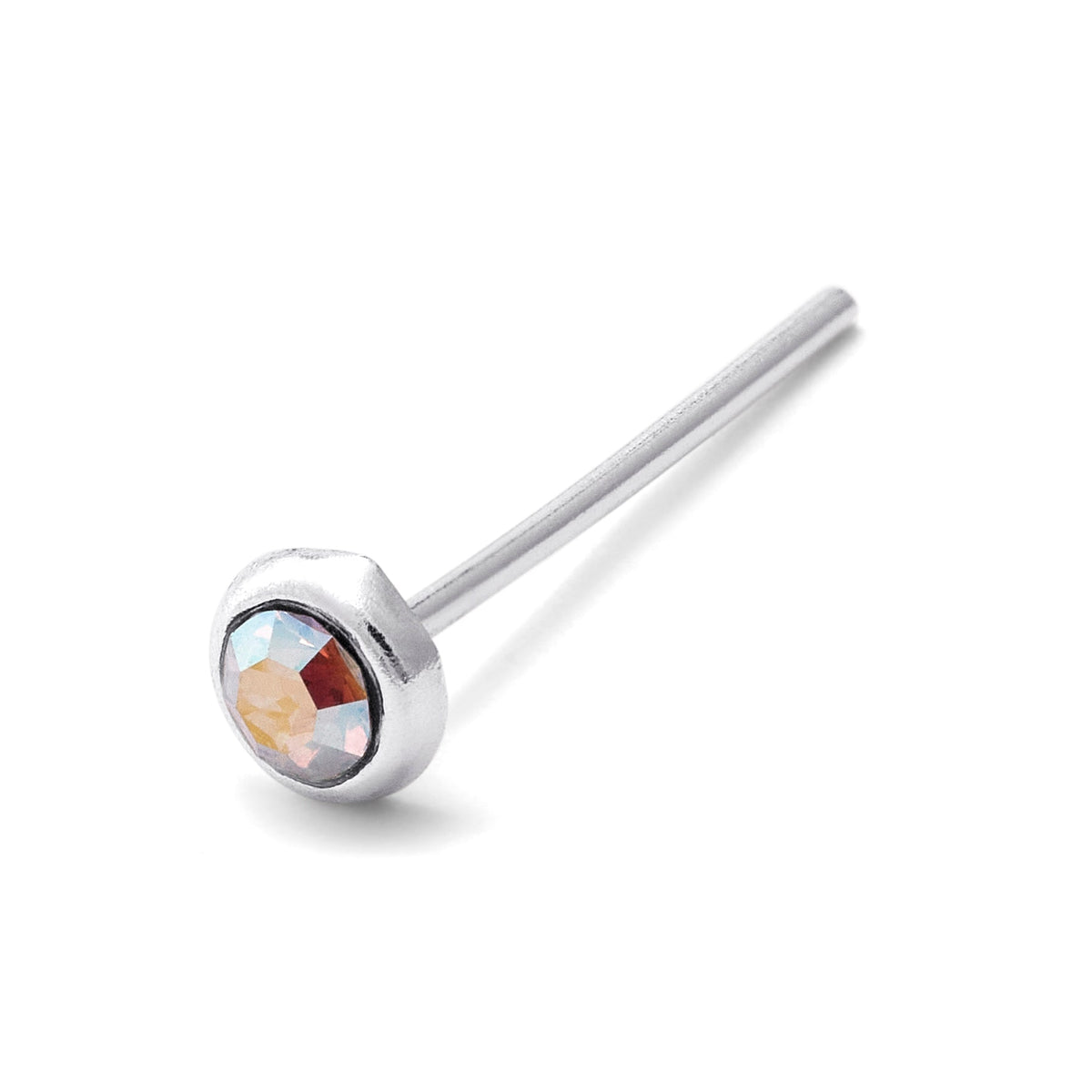Clou de nez en argent sterling avec zircone cubique Aurora Borealis de 2 mm