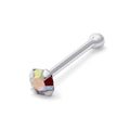 Piercing de nez en argent sterling avec embout sphérique et zircone cubique de 1,5 mm, style aurore boréale