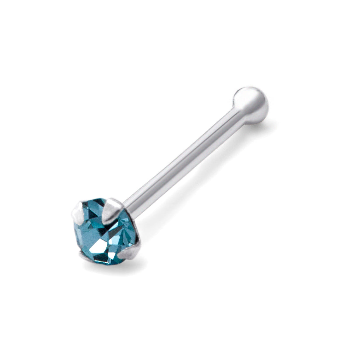 Clou de nez en argent sterling avec embout sphérique et zircone cubique de 1,5 mm, calibre 22