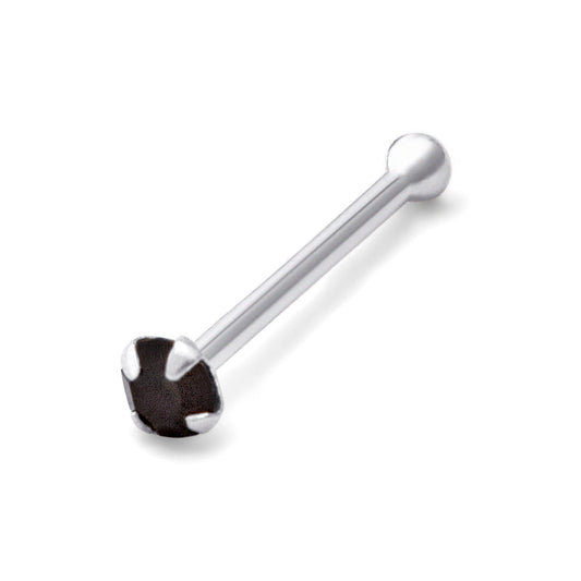 Clou de nez en argent sterling avec embout sphérique et zircone cubique noire de 1,5 mm, calibre 22