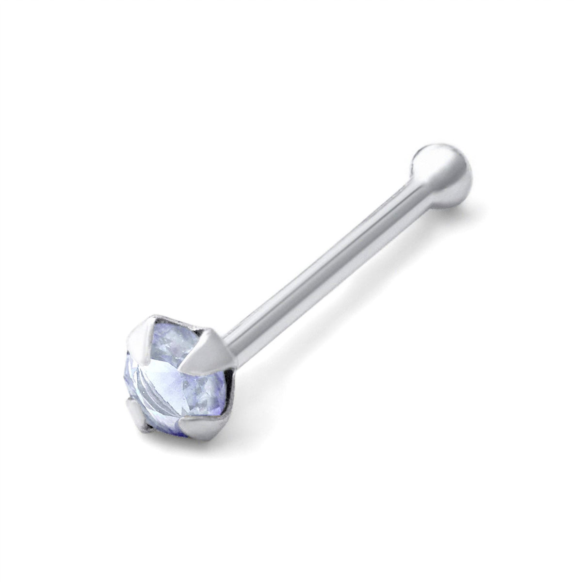 Clou de nez en argent sterling avec 1,5 mm d'alexandrite CZ 22Ga et extrémité sphérique