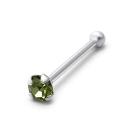 Clou de nez en argent sterling avec embout sphérique et péridot de 1,5 mm, calibre 22