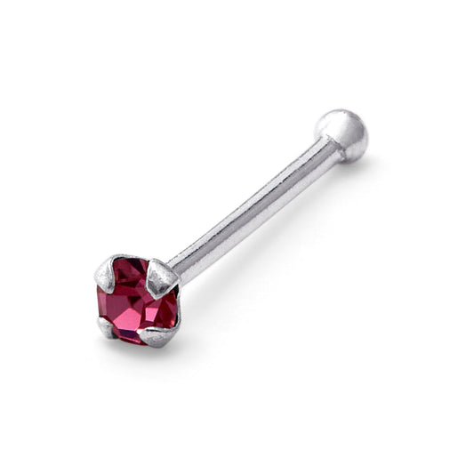 Clou de nez en argent sterling avec embout sphérique et tourmaline CZ de 1,5 mm, calibre 22