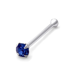 Clou de nez en argent sterling avec embout sphérique et saphir CZ de 1,5 mm, calibre 22