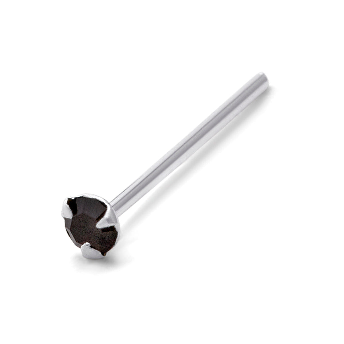 Clou de nez en argent sterling avec zircone cubique noire de 1,5 mm, calibre 25