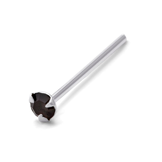 Clou de nez en argent sterling avec zircone cubique noire de 1,5 mm, calibre 25