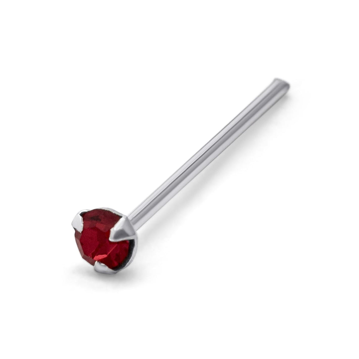 Clou de nez en argent sterling avec grenat CZ de 1,5 mm, calibre 25