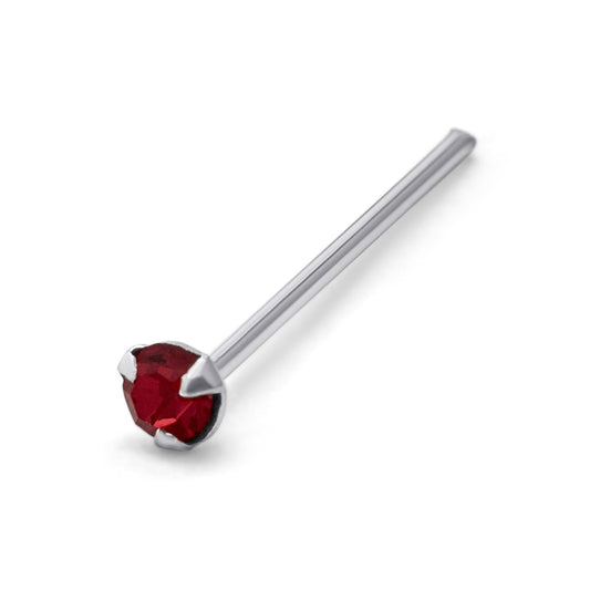 Clou de nez en argent sterling avec grenat CZ de 1,5 mm, calibre 25