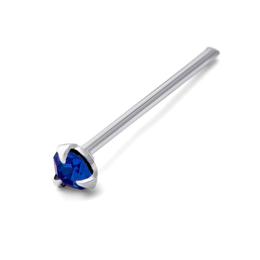 Clou de nez en argent sterling avec embout en forme de griffe saphir CZ de 1,5 mm, calibre 25