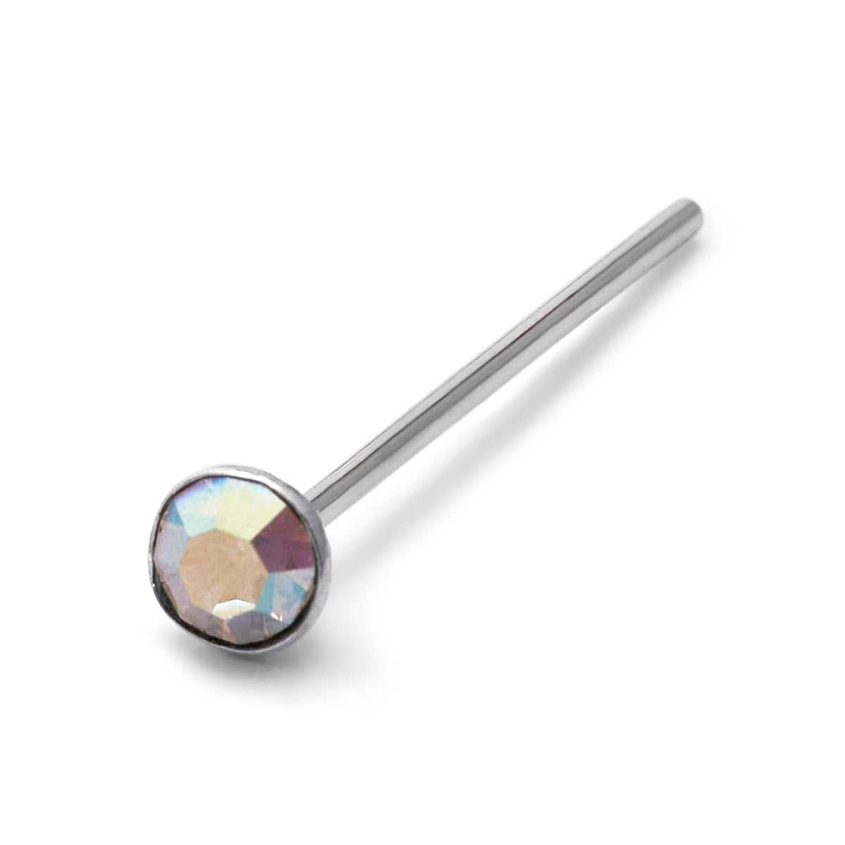 Clou de nez en argent sterling avec zircone cubique rond de 2 mm et aurore boréale