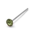 Clou de nez en argent sterling avec zircone cubique ronde de 2 mm et péridot, calibre 22