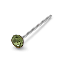 Clou de nez en argent sterling avec zircone cubique ronde de 2 mm et péridot, calibre 22