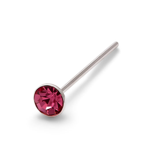 Clou de nez en argent sterling avec tourmaline ronde de 2 mm et zircone cubique, calibre 22