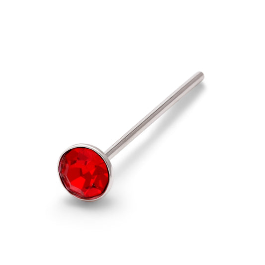 Clou de nez rond en argent sterling avec grenat et zircone cubique, extrémité droite