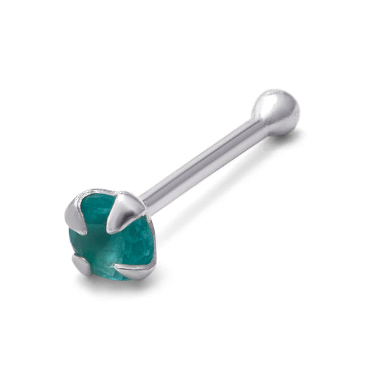 Clou de nez en argent sterling avec embout sphérique et zircones cubiques aqua de 2 mm, calibre 24