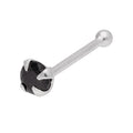 Piercing de nez en argent sterling avec oxyde de zirconium noir de 2 mm et embout sphérique