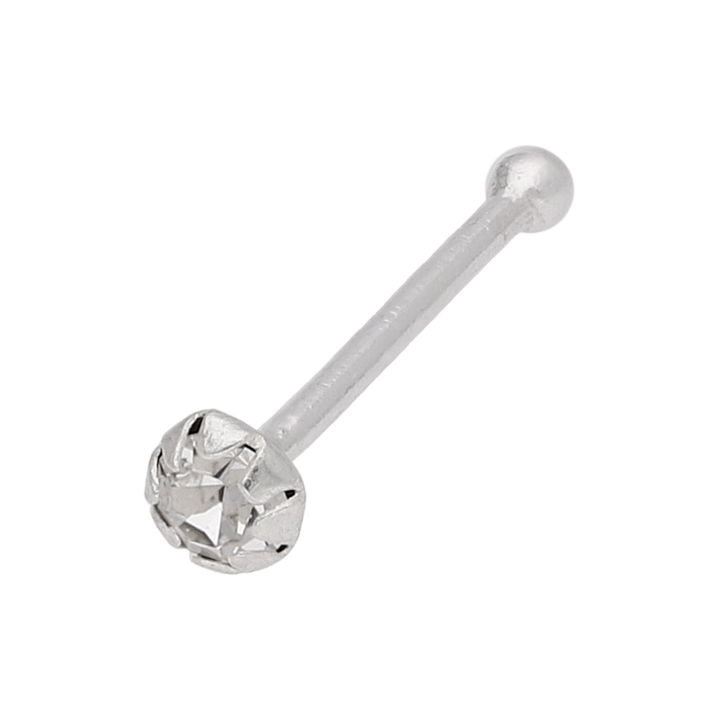 Clou de nez en argent sterling avec embout sphérique en zircone cubique