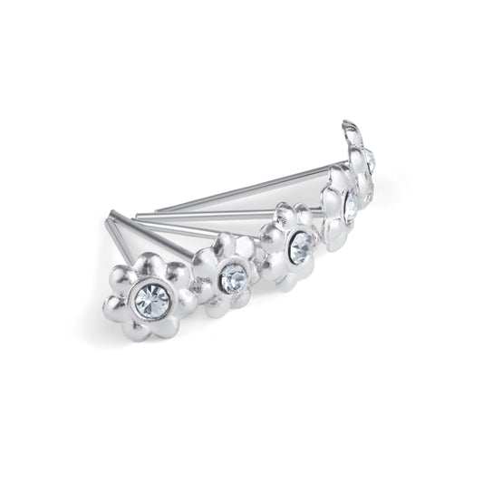 5 x clous de nez droits en argent sterling avec fleur en zircone cubique, calibre 24