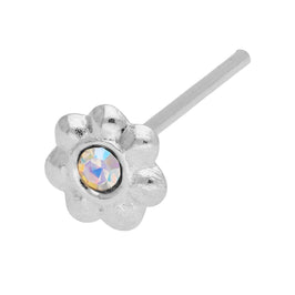 Piercing de nez en argent sterling avec fleur d'aurore boréale et zircone cubique, extrémité droite