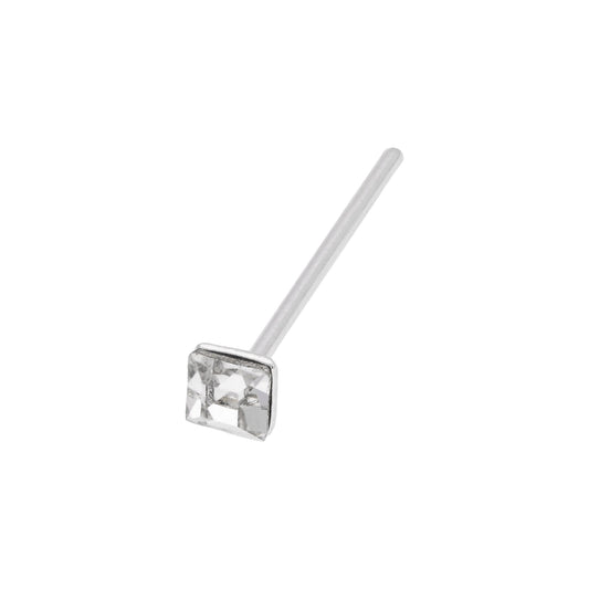 Piercing de nez carré en argent sterling avec zircone cubique et extrémité droite