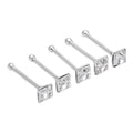 Lot de 5 piercings de nez en argent sterling avec boule en cristal transparent